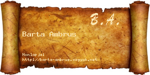 Barta Ambrus névjegykártya